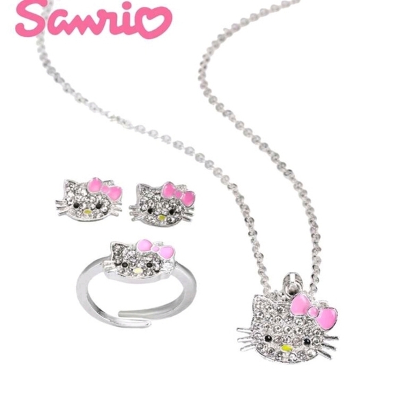 🔹️Hello Kitty🔹️  Cat Pendant Necklace, Ring, Earrings Set ✨️💞 - Picture 2 of 4